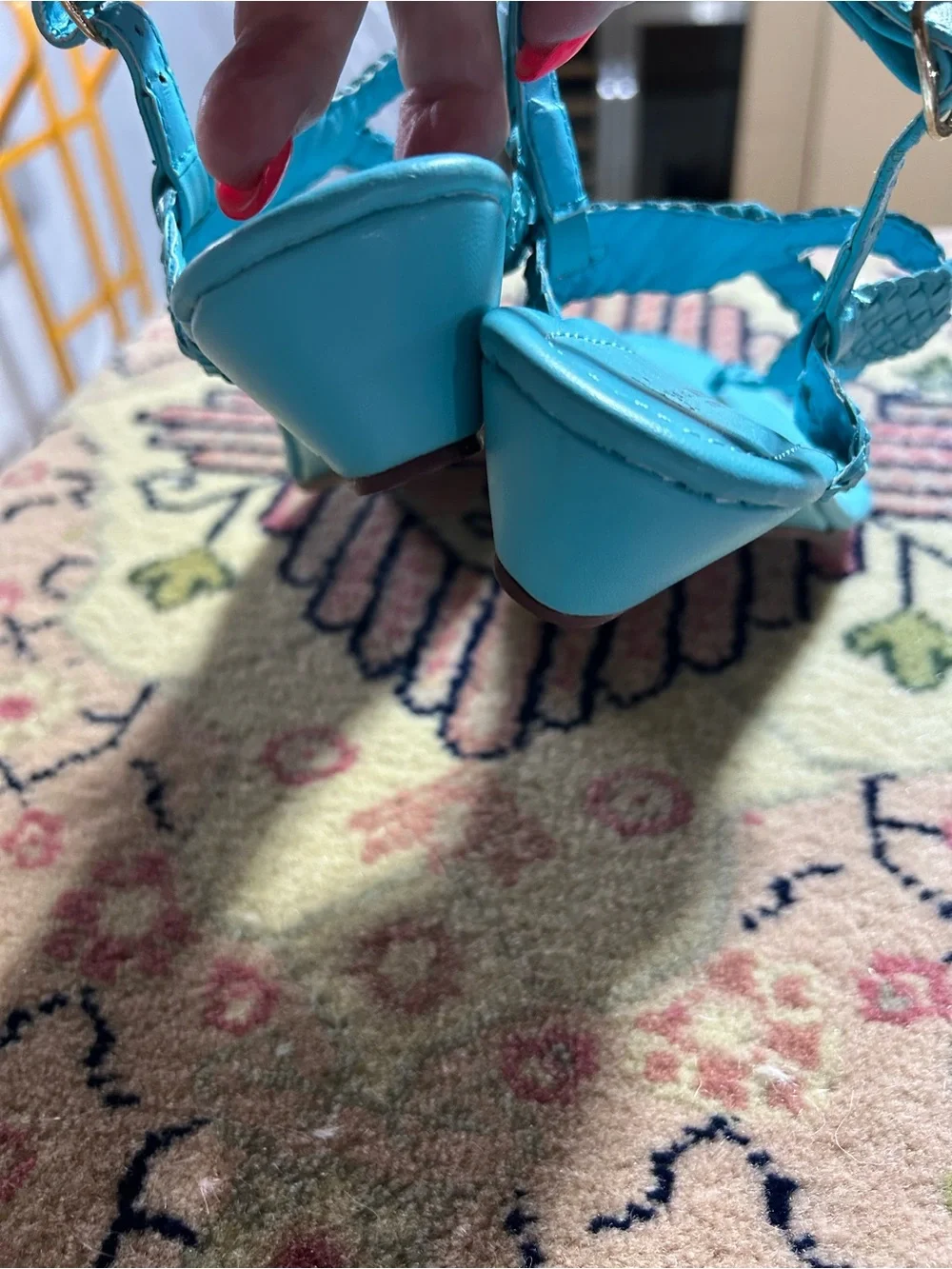 Braided T-Strap Sandals in Turquoise - Lightweight Summer Style - Picture 4 of 7